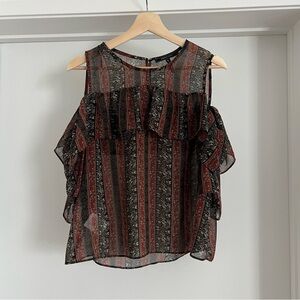 BCBG Maxazria cold shoulder sheer top